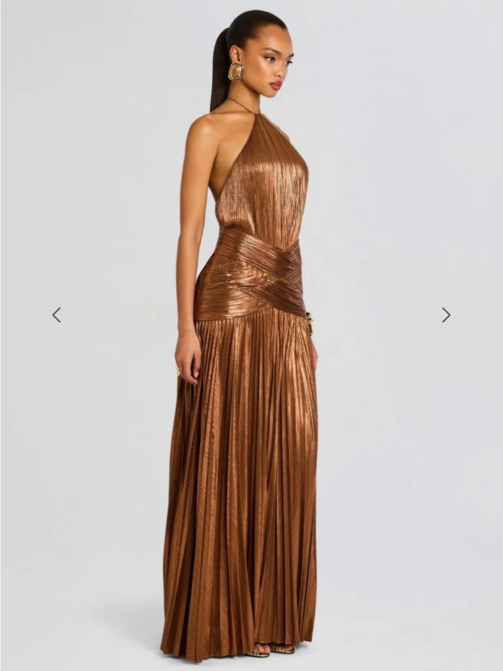 Retrofete Amberley Metallic Copper Sepia Brown Gown - Picture 2 of 4